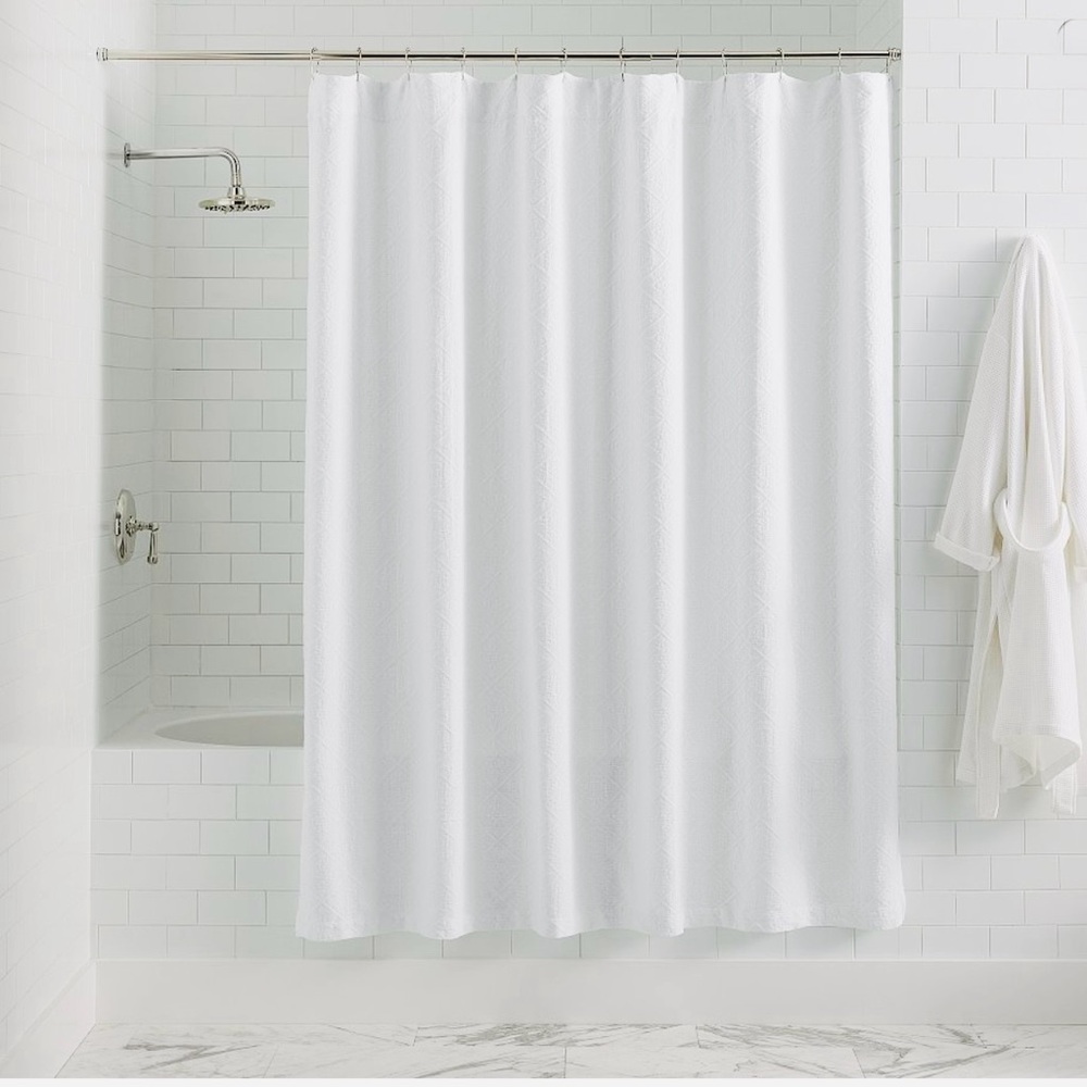 Pottery Barn Classic White Shower Curtain - Neutral Bath Cotton